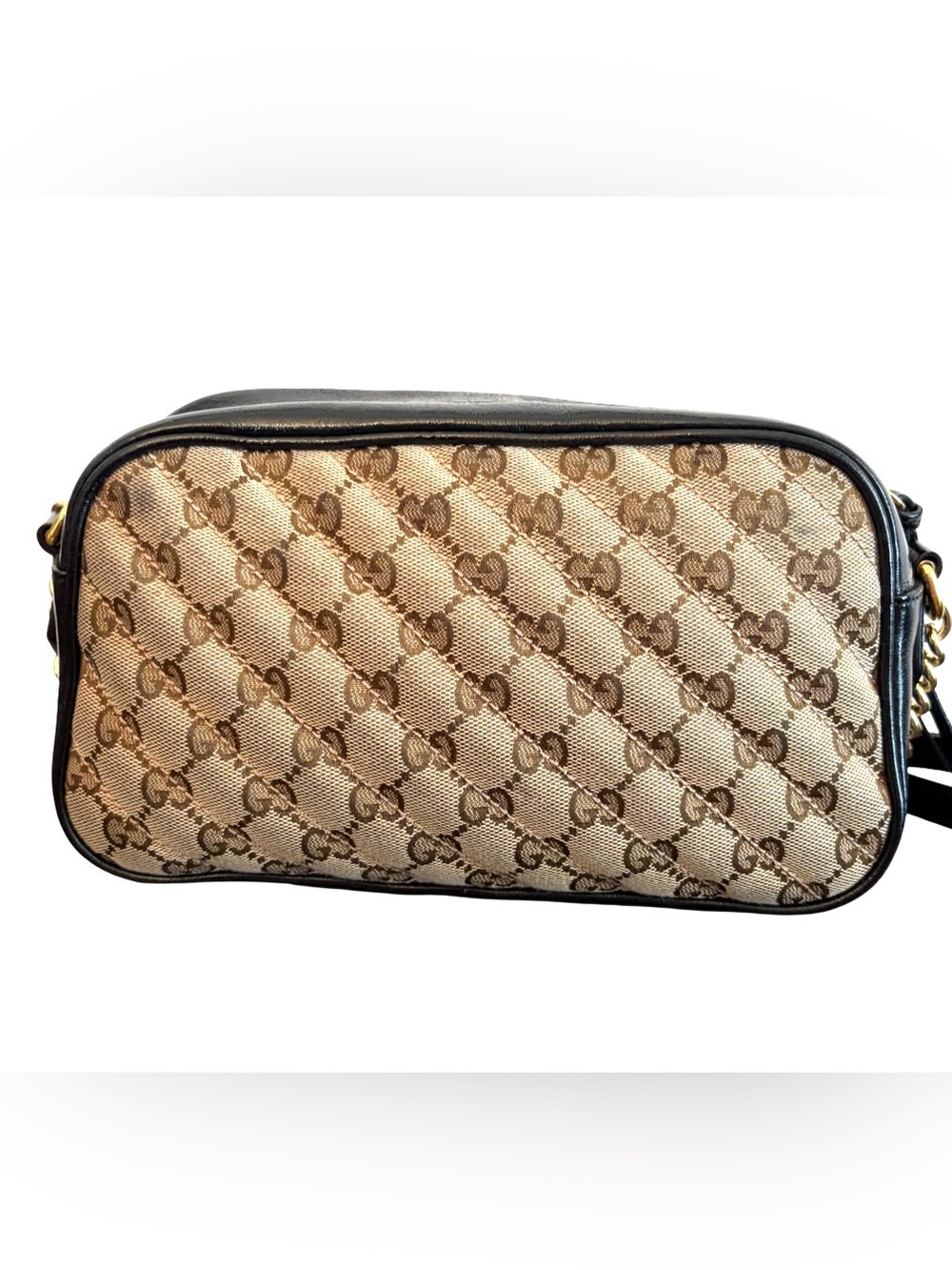 Gucci Marmont Quilted Small Shoulder Crossbody Camara Bag Canvas Black Leather - Picture 5 of 16